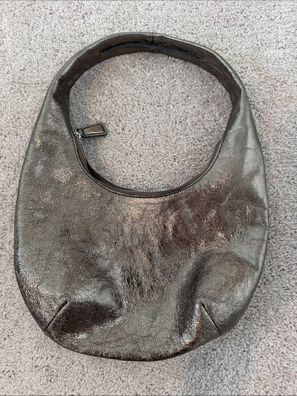 Madewell Metallic Pewter Crescent Shoulder Bag
